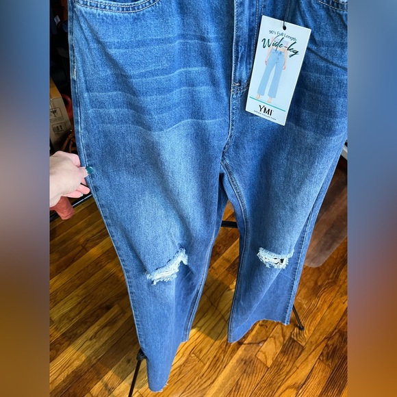 NEW With Tags YMI Dream Authentic Denim 90’s Wide Leg High Waisted Jeans 1 of 2 - Picture 6 of 15